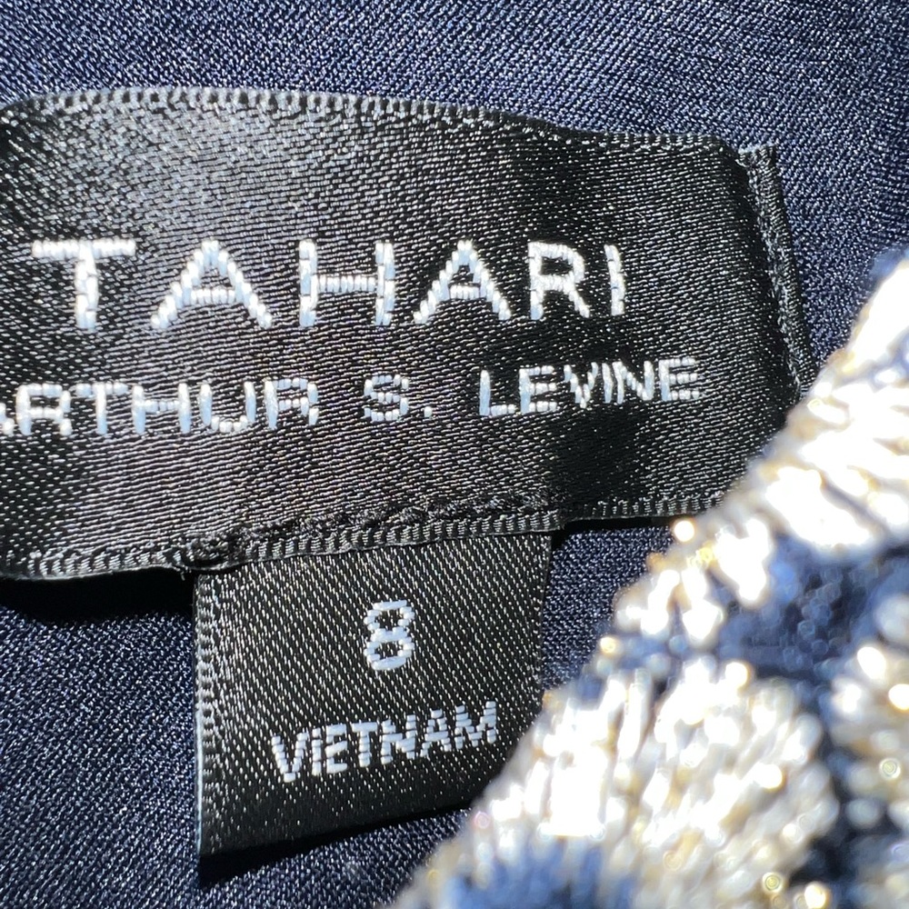 Tahari Fit and Flare Sz.8 Navy Floral Dress - Picture 4 of 8